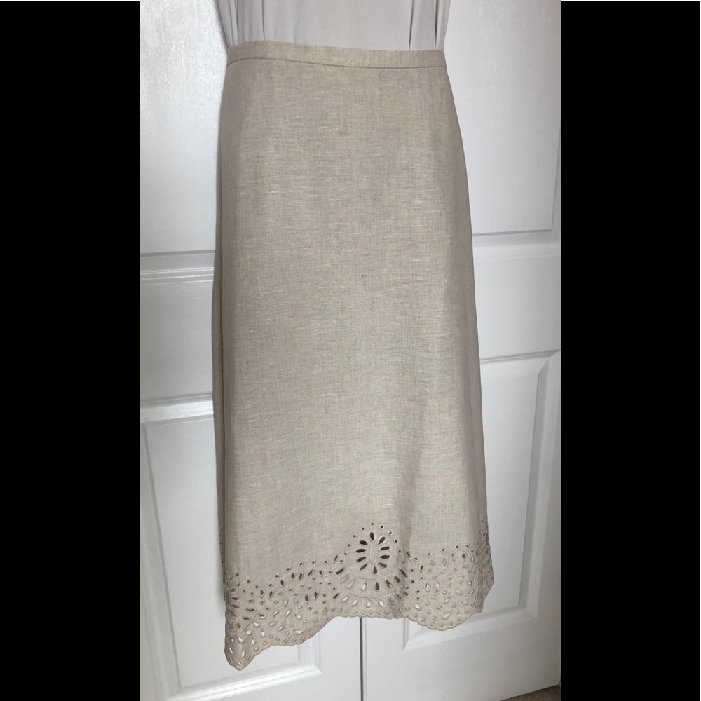 Natural linen flared a-line skirt